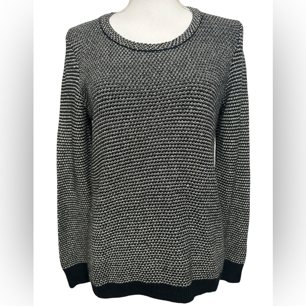 MADEWELL / Black & Cream Crew Neck Sweater / Small / Preppy Goth Emo Boho
